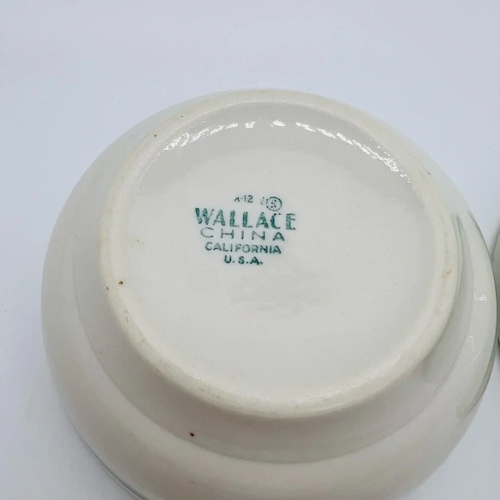 Wallace China California U.S.A. Striped Set of 2 Ceramic Bowls - Green and Blue